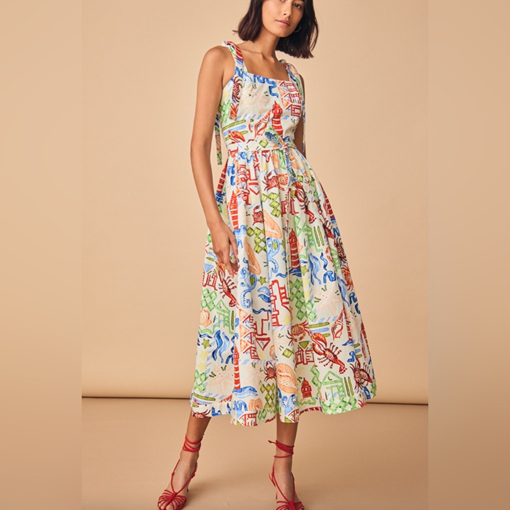 HUNTER BELL quincy dress in surfside Nantucket Cape Cod Sundress Seashell Sz 0